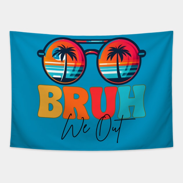 Bye Bruh We Out End Of School Retro Rainbow Sunglasses Boys Tapestry by Helen Morgan