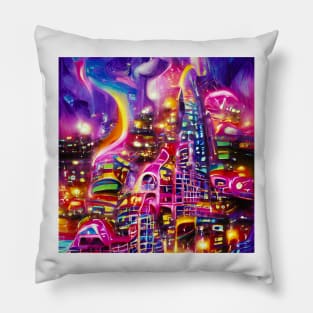 Psychedelic City Pillow