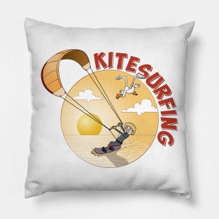 Kite surfing vector illustration. Pillow