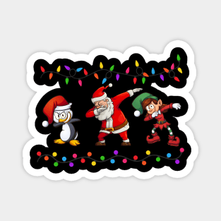 Dabbing Santa Elf penguin Christmas Magnet