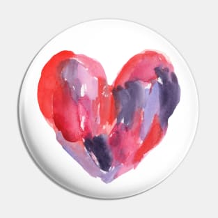 Watercolor Heart in Loose Brushstrokes Pin