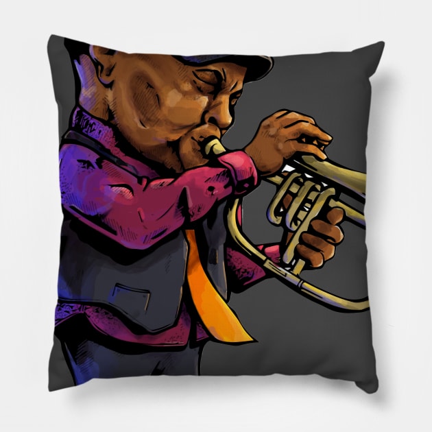 Bra Hugh on Trumpet Pillow by Eyekoo