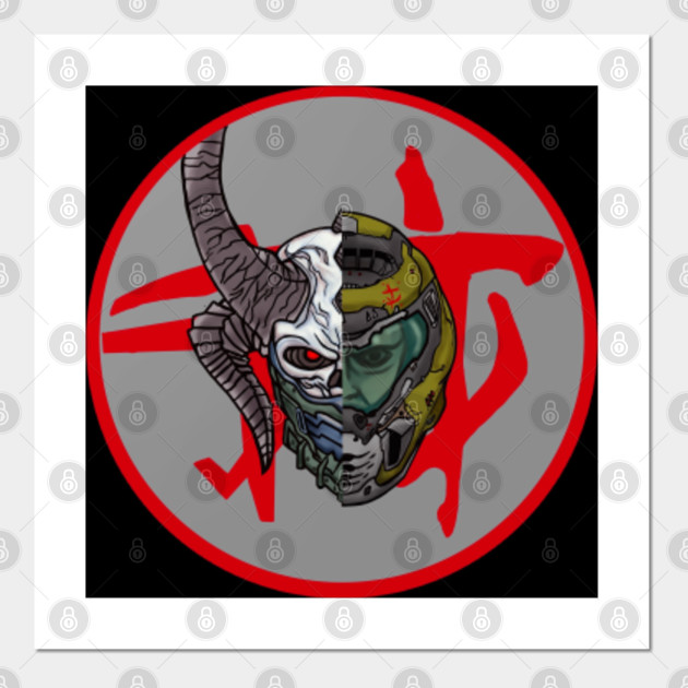 Doom Eternal Doom Slayer Art Doom Slayer And Marauder Split Doom Posters And Art Prints Teepublic doom slayer and marauder split