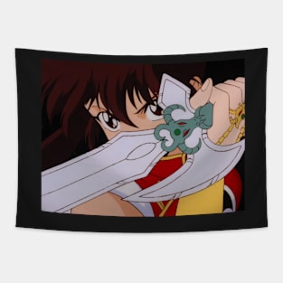 Intense Eyes Anime Sword Girl Tapestry