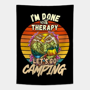 THERAPY AND CAMPING DESIGN VINTAGE CLASSIC RETRO COLORFUL PERFECT FOR  THERAPIST AND CAMPERS Tapestry