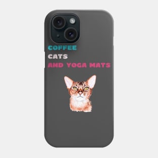 Coffee cats and yoga mats funny yoga and cat drawing Phone Case