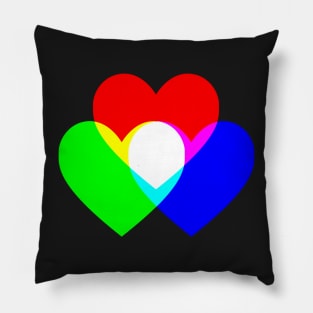 Light Hearts Red Green Blue Pillow