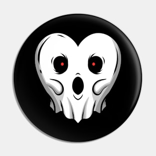 Heart Shaped Ghost With Glowing Eyes On Halloween Pin