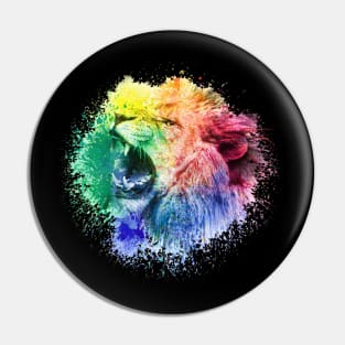 Colorful Angry Lion Head Pin