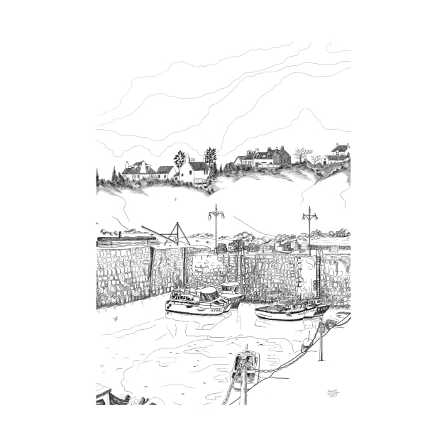 Harbour at Crail in Fife, on the East Coast of Scotland [ Digital Illustration] by grantwilson