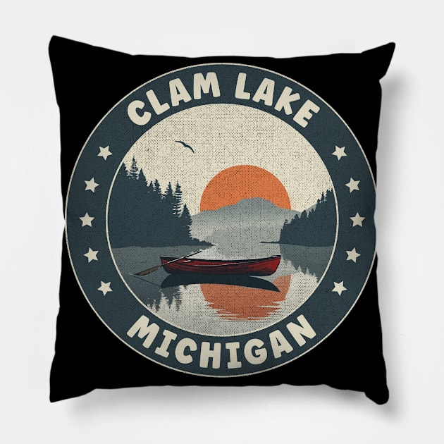 Clam Lake Michigan Sunset Pillow by turtlestart