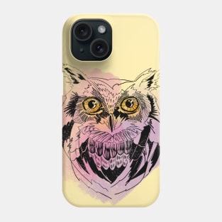 Owl graphic illustration on watercolor background Phone Case