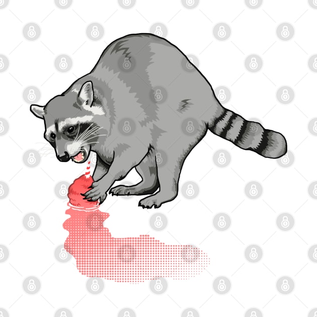 Raccoon washing his cotton candy by Dragonzilla