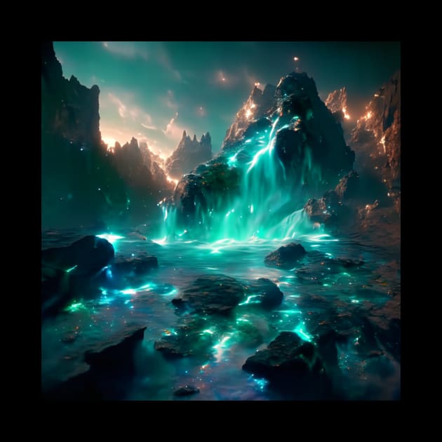 Fantasy Emerald waterfall by Lilbangdesigns