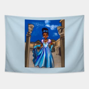 Princess in Roman inspired courtyard   ! beautiful  black girl with Afro hair, brown eyes and dark brown skin. Hair love ! Tapestry