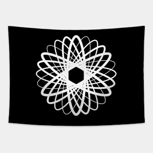 White Minimalist Geometric Glyph Mandala Sigil Rune 222 Tapestry