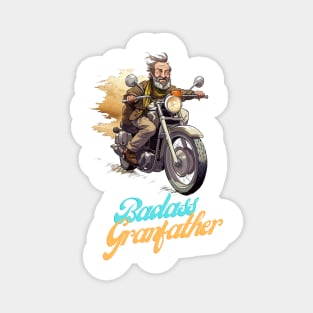 Badass Grandfather on a motorbike Magnet