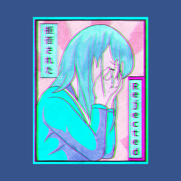 Discover Sad Anime Girl Vaporwave Aesthetic Rejected Retro Gltich Gift - Vaporwave Anime Girl - T-Shirt