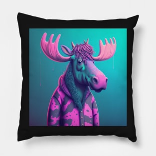 Vapor Wave Moose Pillow