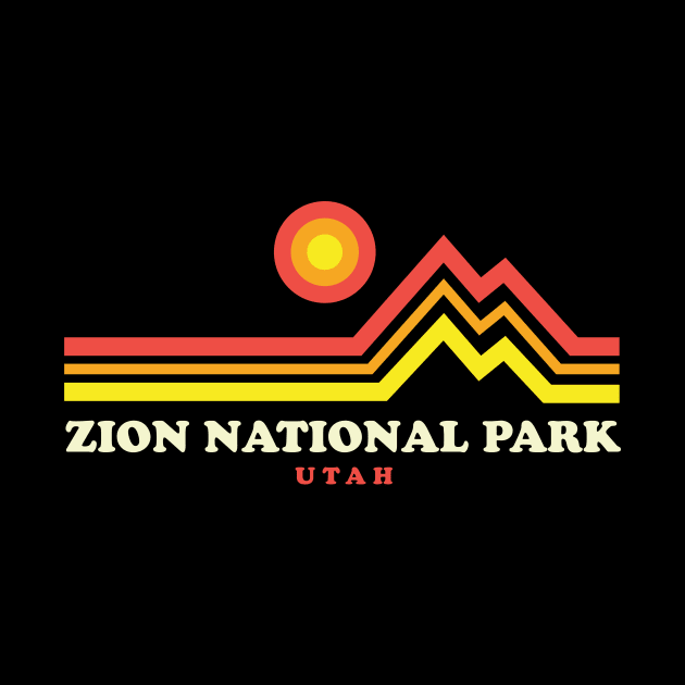 Zion National Park Hikes Retro Mountain Zion Park Utah by PodDesignShop