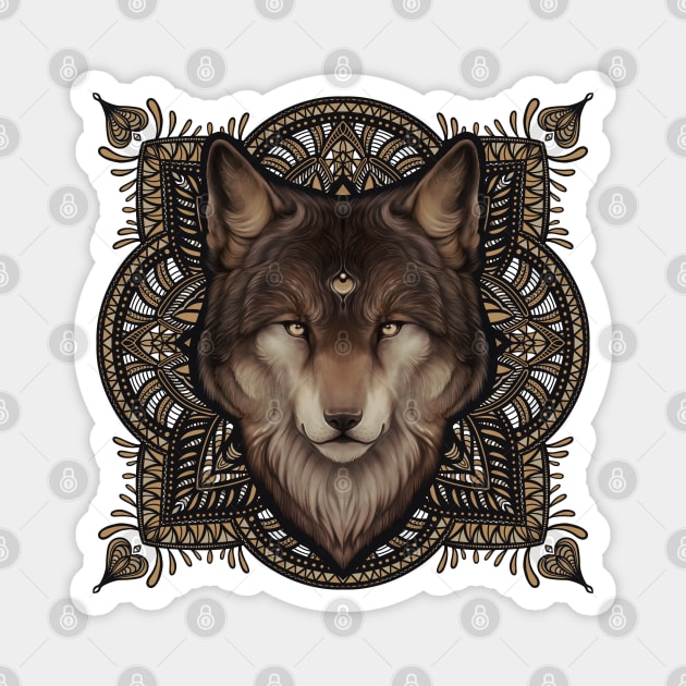 Wolf Mandala - Woke Wolf Magnet by MonoMano