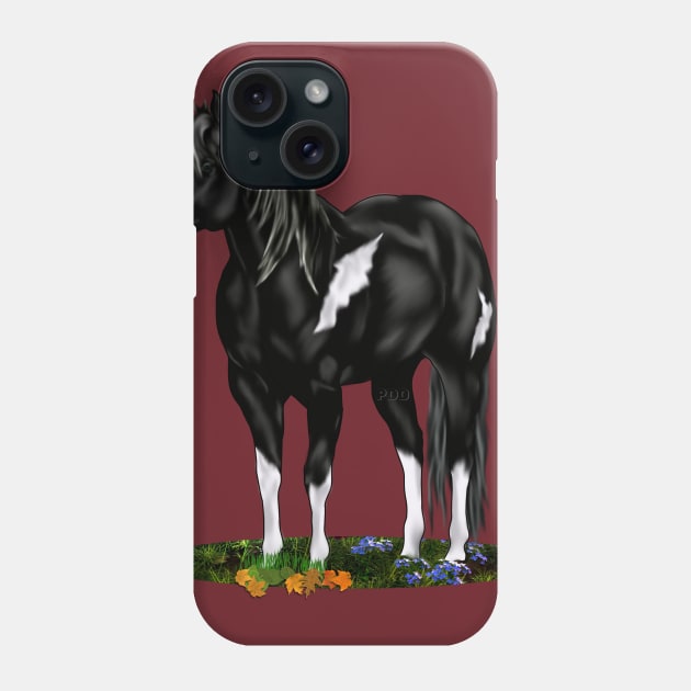 Black and White Paint Horse Phone Case by painteddreamsdesigns