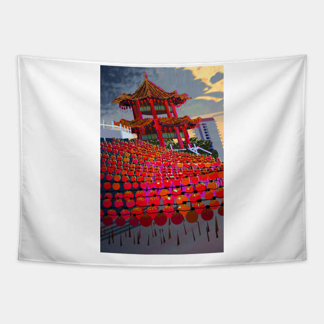 Chinatown Lanterns Tapestry by Henry Wong