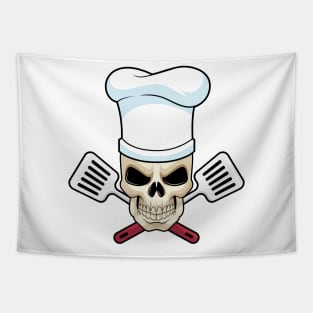 Skull as Cook with Cooking hat Tapestry