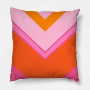 Pink and Orange, Geometric, Chevron, Pattern Pillow