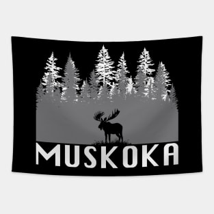 Muskoka and Moose (White Lettering) Tapestry