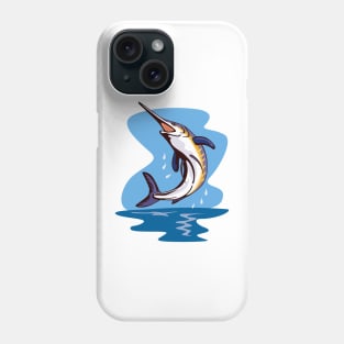 Blue Marlin Fish Jumping Retro Phone Case