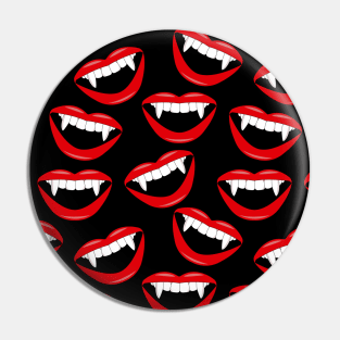 Vampire Red Lips and Fangs Pattern Pin