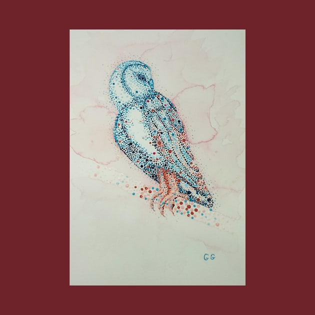 Owl in pointillism - originally created in acrylics by GarryGreenwood