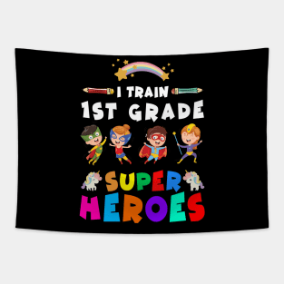 I Train 1st Grade Super Heroes Unicorns Teacher Gift Tshirt Tapestry