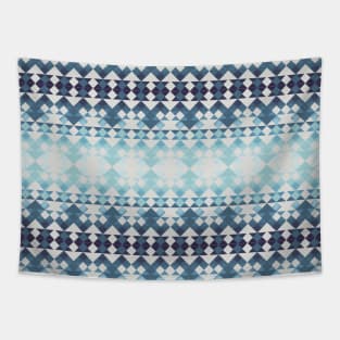 Ombre Blue Geometrical Pattern Tapestry