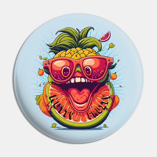 Tropical Bliss: The Nutty Fruity Fusion with a Big Smile Pin by AniMilan Design