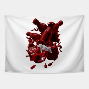 Polar Bear in Plastic Iceberg - Red Tapestry