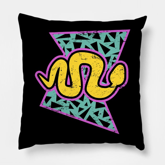 Rad 90s Snake Reptile Pillow by MeatMan