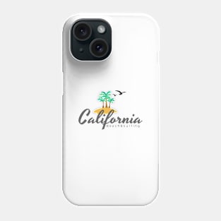 Surf and beach in California on a t-shirt Phone Case