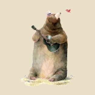 Bear & Guitar: Peaceful Watercolor Serenade T-Shirt
