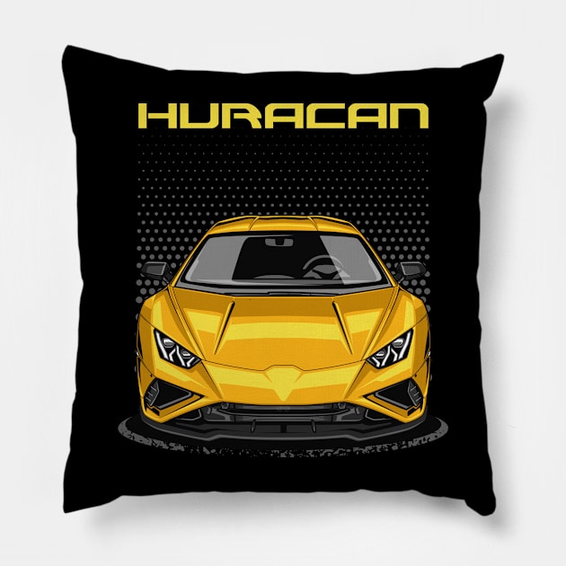 Huracan LP610-4 (Super Yellow) Pillow by Jiooji Project