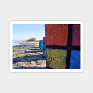WW2 beach defences painted as Rubic Cubes - Bamburgh, Northumberland, UK Magnet