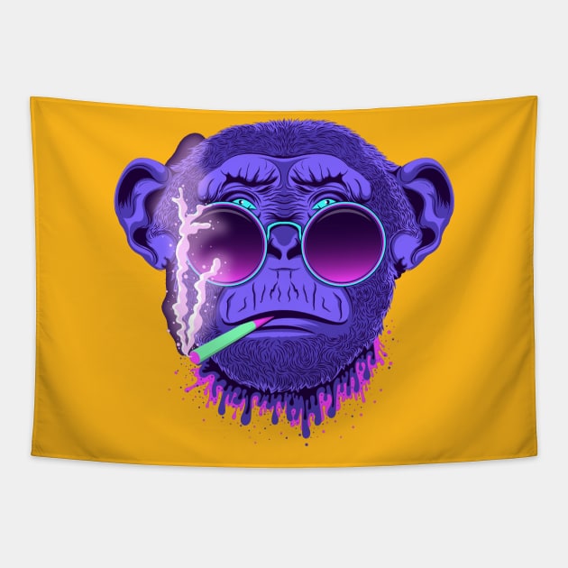 Monkey smoking cigarettes Tapestry by stark.shop