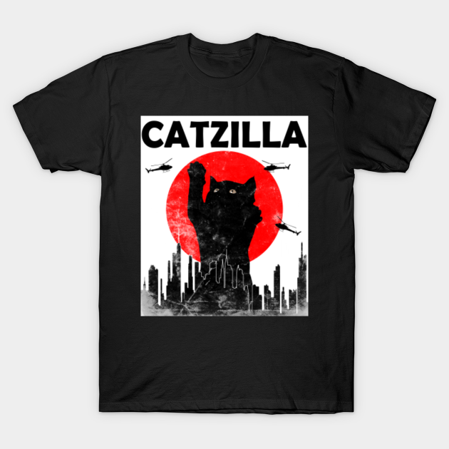 Catzilla Vintage Japanese Sunset Style Cat Kitten Lover T-Shirt - Catzilla - T-Shirt