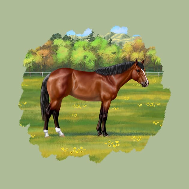 Brown Bay Quarter Horse in Pasture by csforest