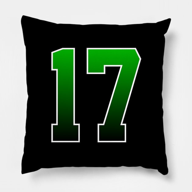 Green Number 17 Pillow by Ericokore