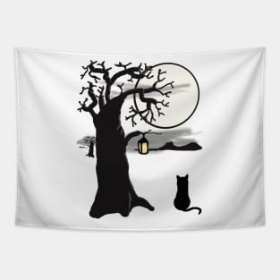 Cat and the moon Tapestry