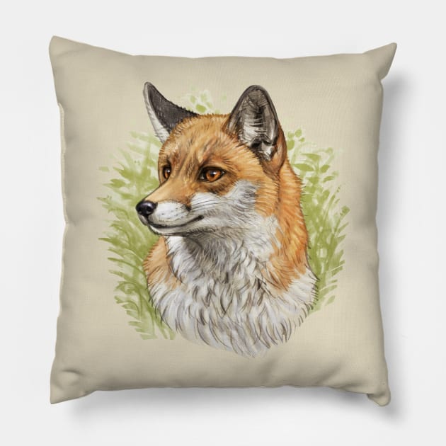 Fox in the grass Pillow by GaiaSorrentino