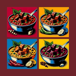 Pop Rogan Josh Art - Retro Indian Food T-Shirt