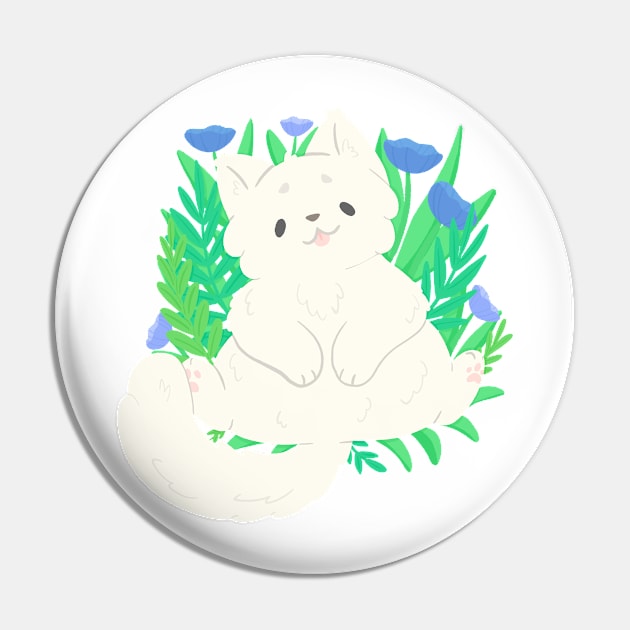 White cat in the grass Pin by IcyBubblegum